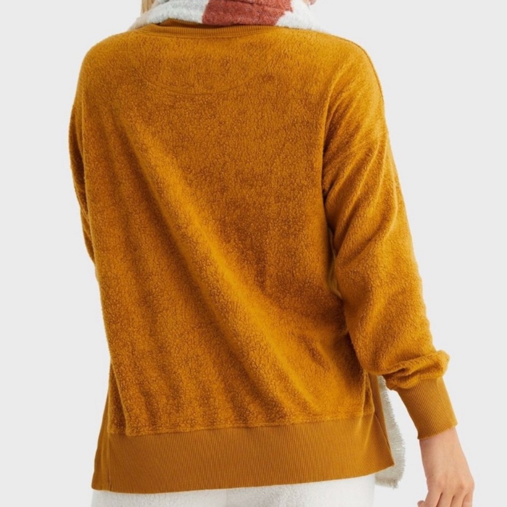 Aerie Coziest Crew Sherpa Velour Oversized Side Slit Sweatshirt Size M - Picture 3 of 11